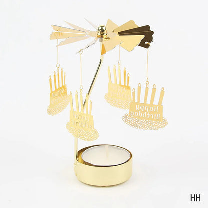 Gold Metal Carousel Candle Holder