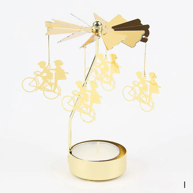 Gold Metal Carousel Candle Holder