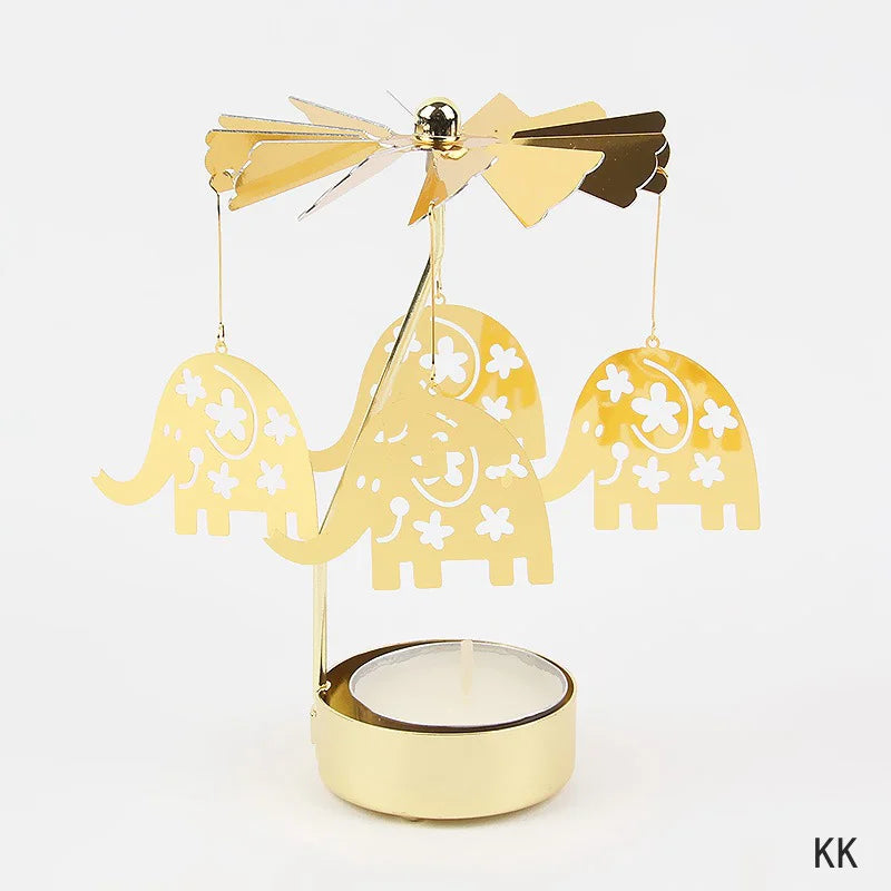 Gold Metal Carousel Candle Holder