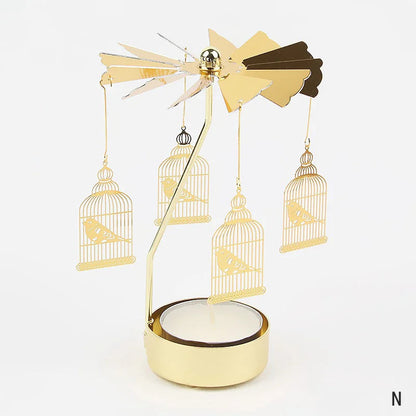 Gold Metal Carousel Candle Holder