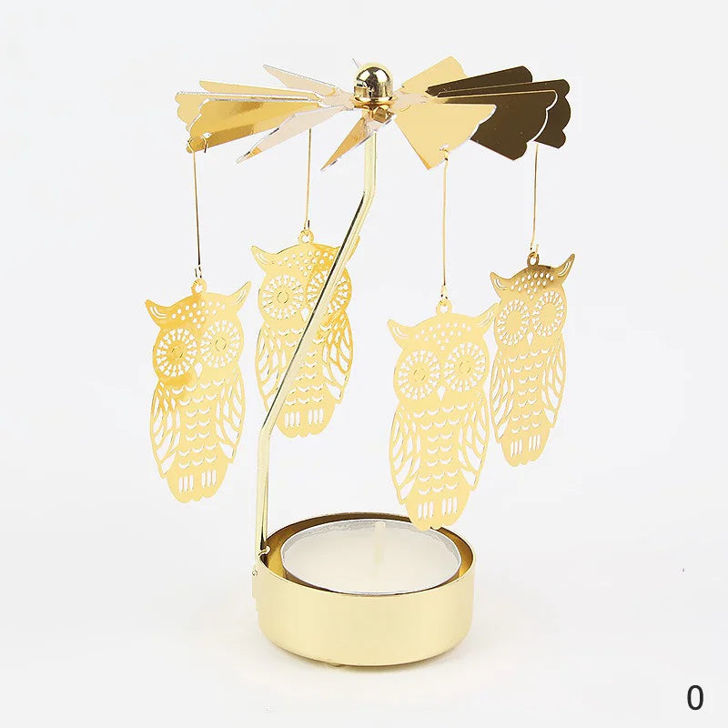 Gold Metal Carousel Candle Holder