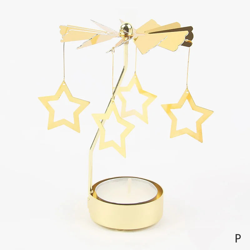 Gold Metal Carousel Candle Holder