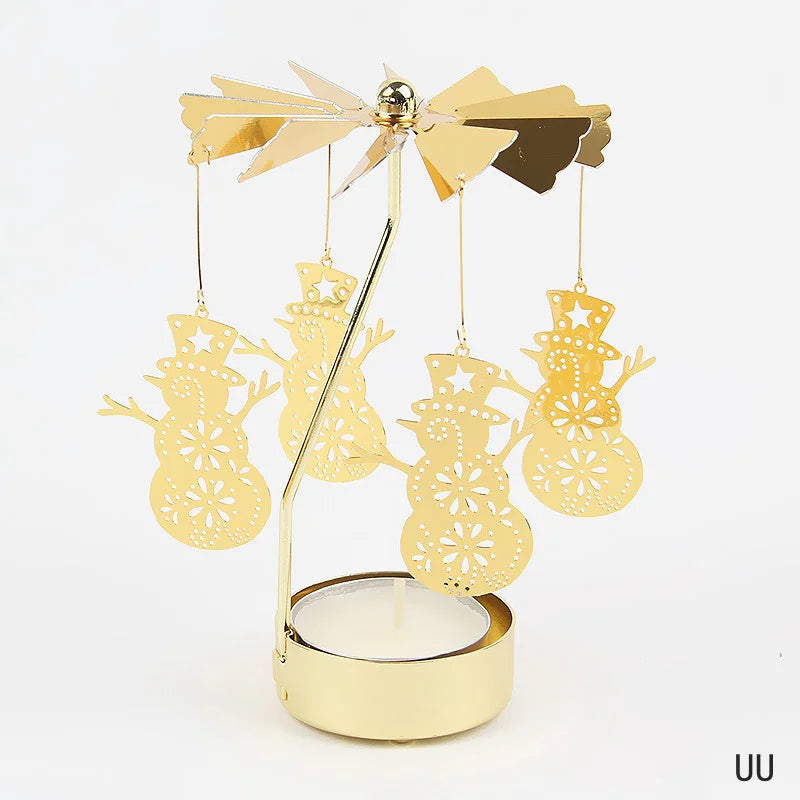 Gold Metal Carousel Candle Holder