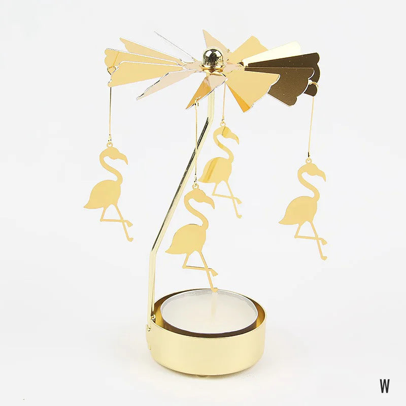 Gold Metal Carousel Candle Holder