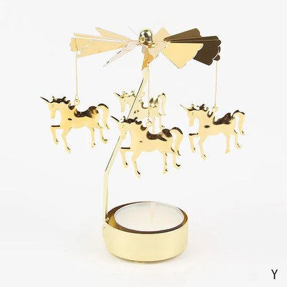 Gold Metal Carousel Candle Holder