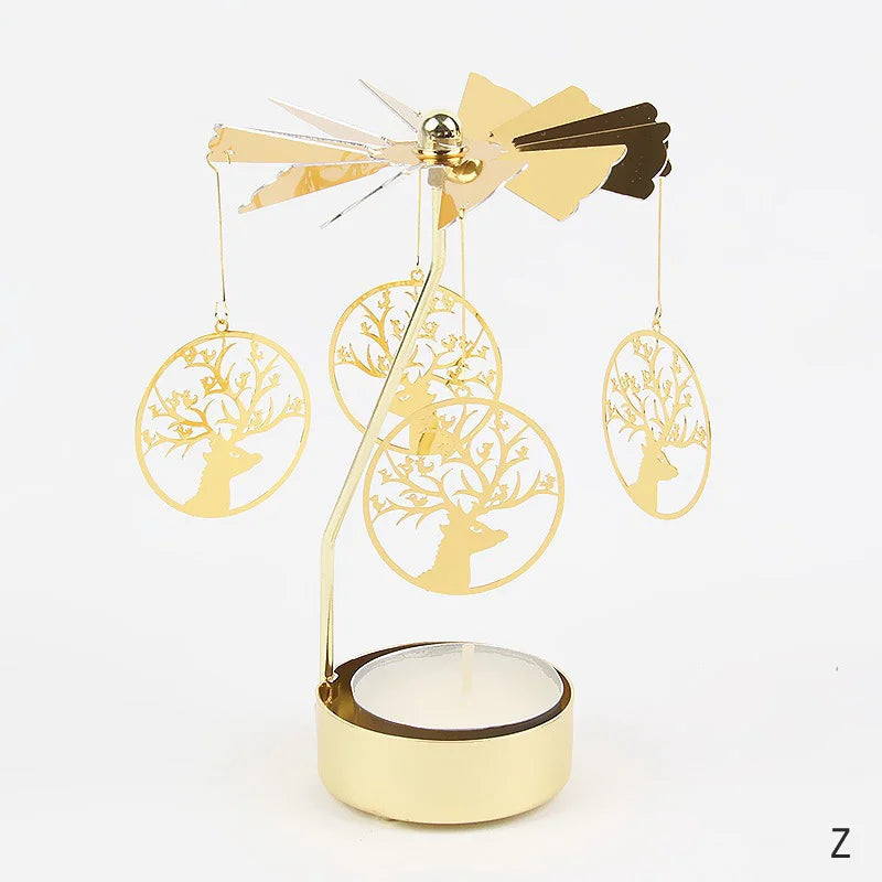 Gold Metal Carousel Candle Holder