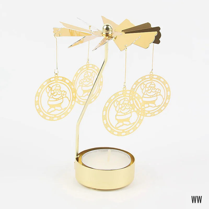 Gold Metal Carousel Candle Holder