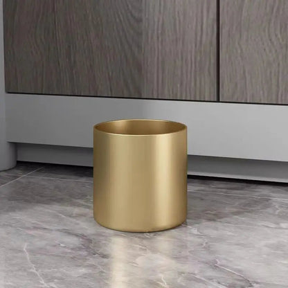 Gold Metal Cylindrical Flower Pot