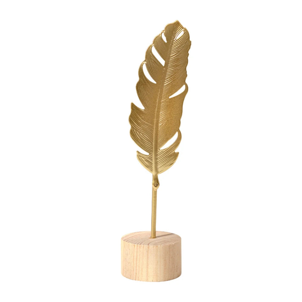 Gold Metal Ginkgo Leaf Sculpture