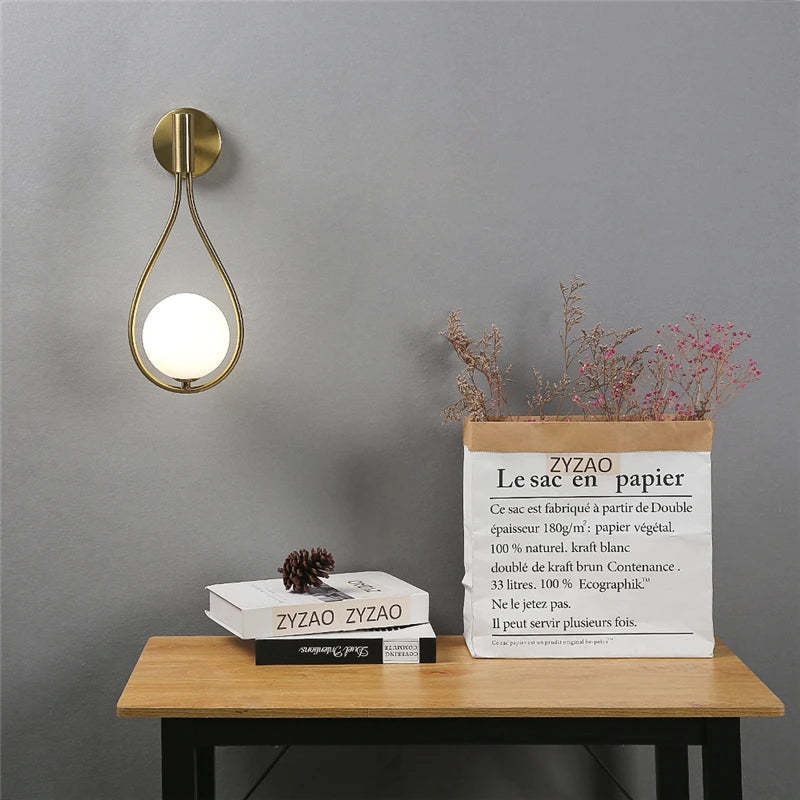 Gold Modern Glass Ball Sconce