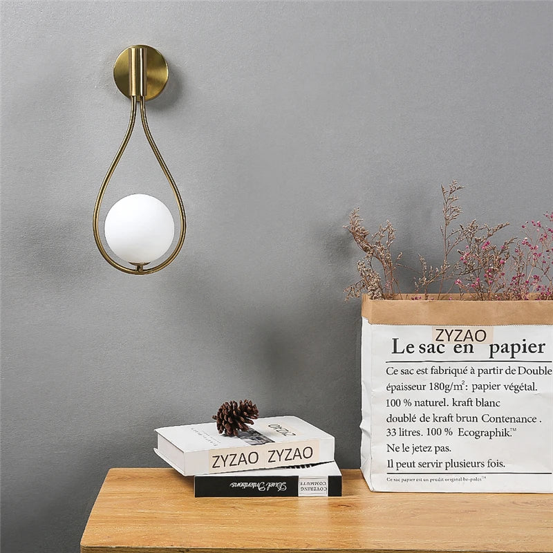 Gold Modern Glass Ball Sconce