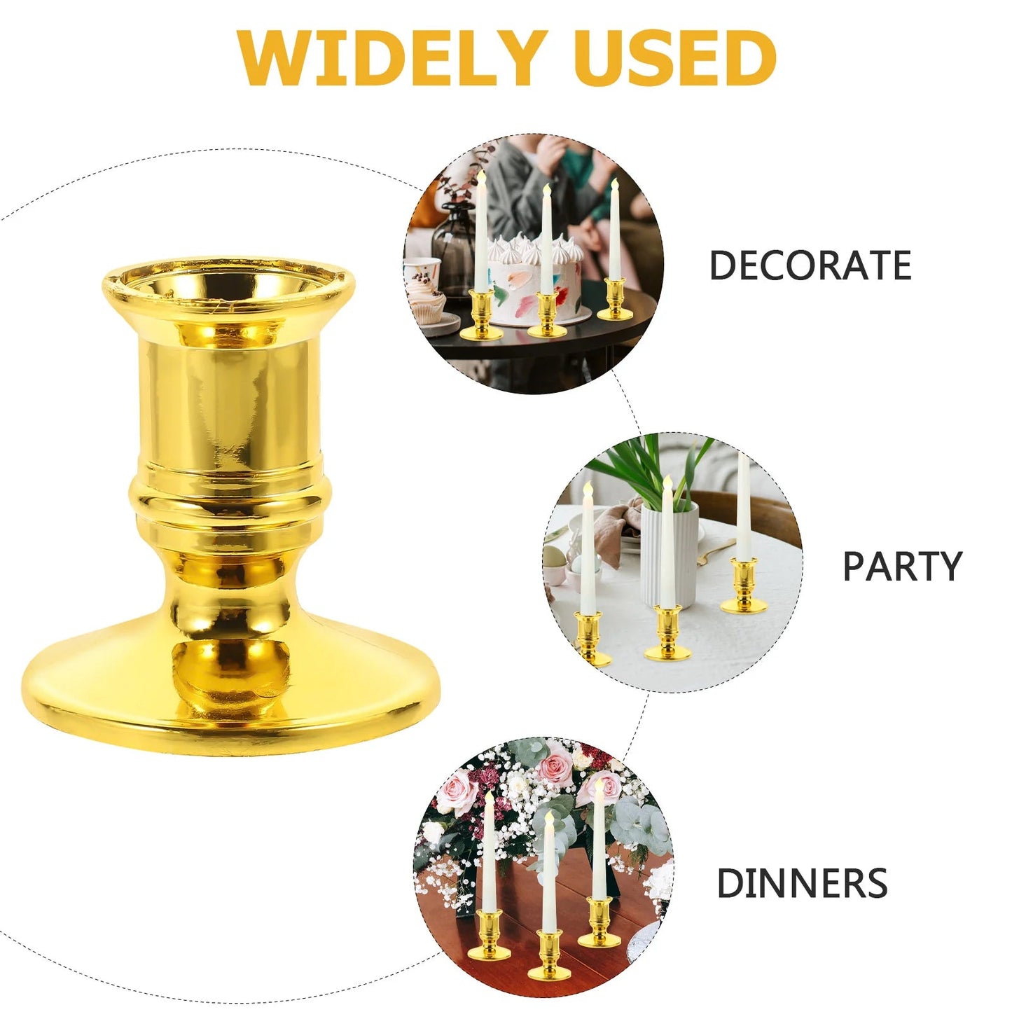 Gold Plastic Candleholders for Home Decor