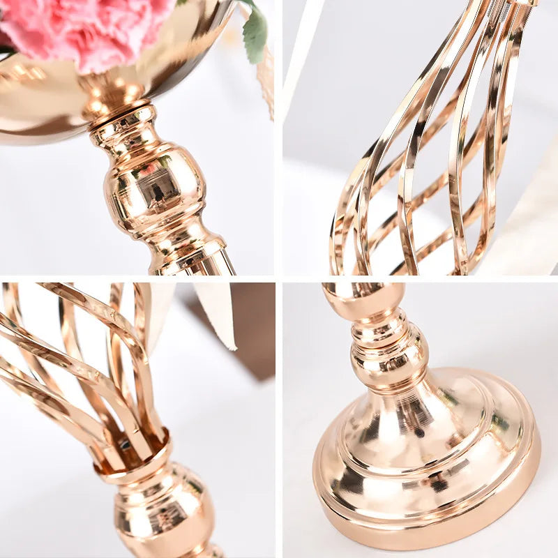 Gold-Plated Twisted Iron Candle Holder