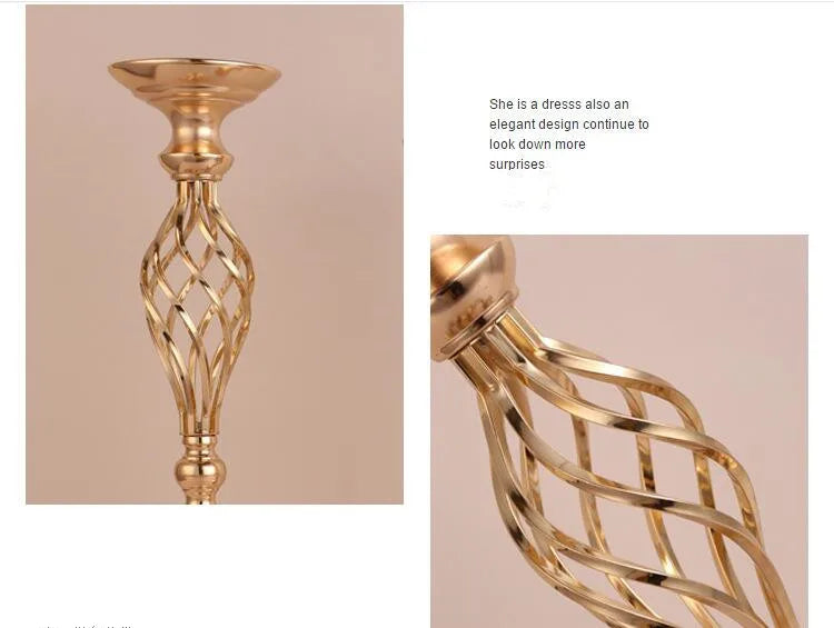 Gold-Plated Twisted Iron Candle Holder