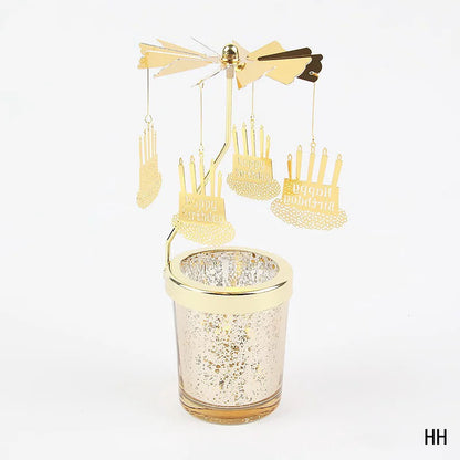 Gold Rotating Candle Stick Holder