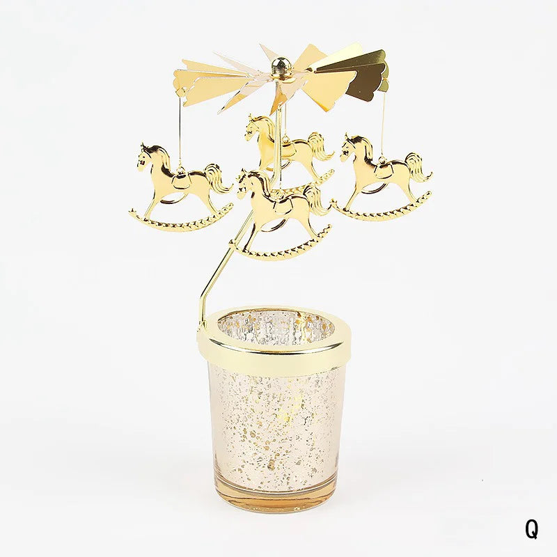 Gold Rotating Candle Stick Holder