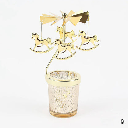 Gold Rotating Candle Stick Holder