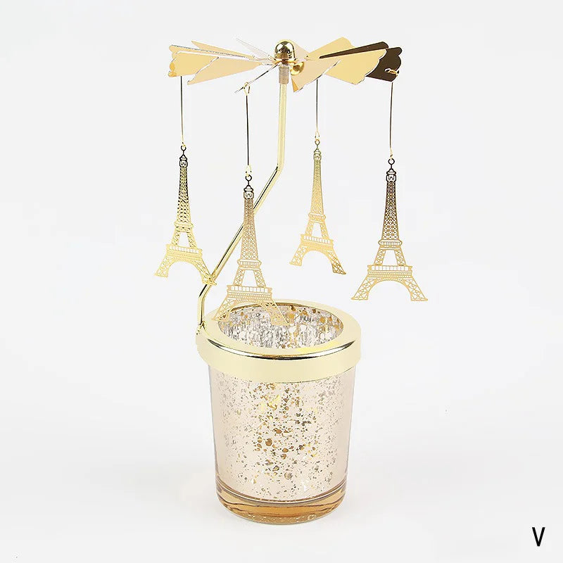 Gold Rotating Candle Stick Holder