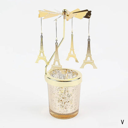 Gold Rotating Candle Stick Holder