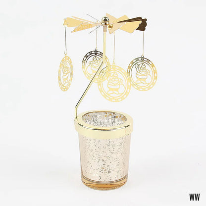 Gold Rotating Candle Stick Holder