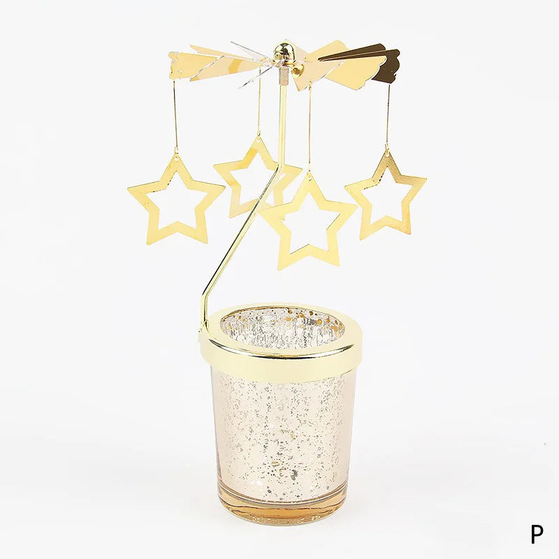 Gold Rotating Candle Stick Holder