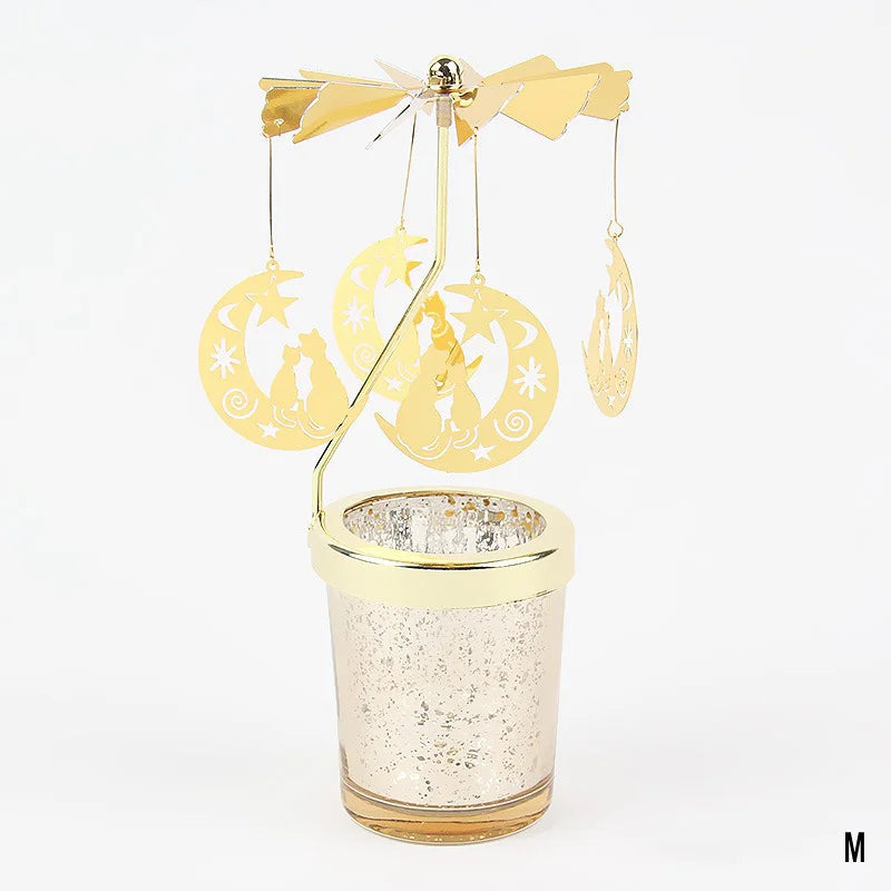 Gold Rotating Candle Stick Holder