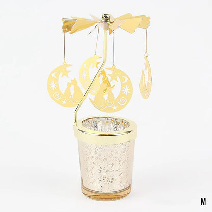 Gold Rotating Candle Stick Holder