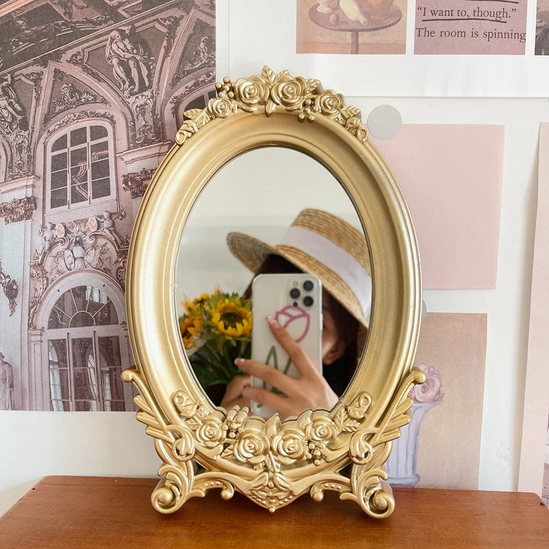 Gold Rustic Carving Frame Mirror