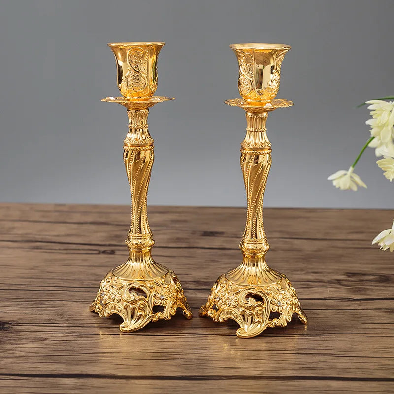 Gold Silver Candle Holders Set