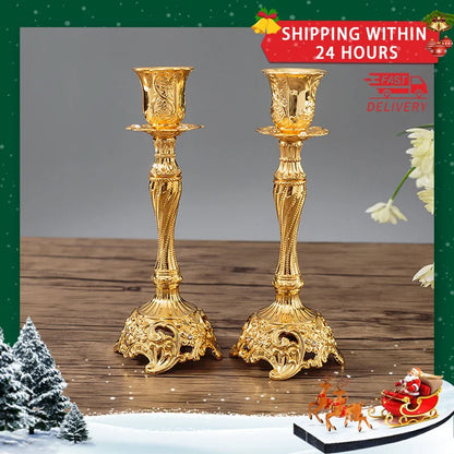 Gold Silver Candle Holders Set