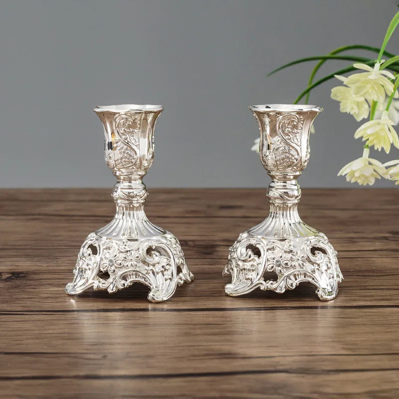 Gold Silver Candle Holders Set