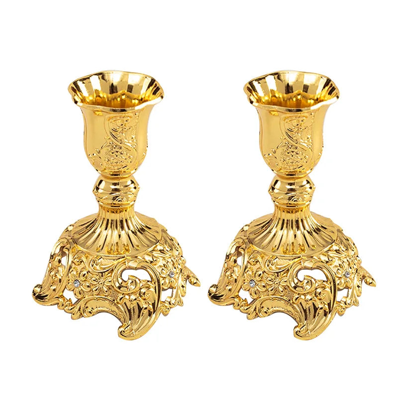 Gold Silver Candle Holders Set