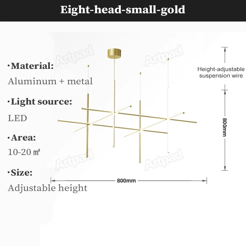 Gold Tube LED Chandelier - Modern