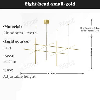 Gold Tube LED Chandelier - Modern