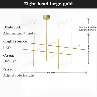 Gold Tube LED Chandelier - Modern