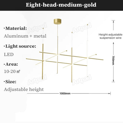 Gold Tube LED Chandelier - Modern