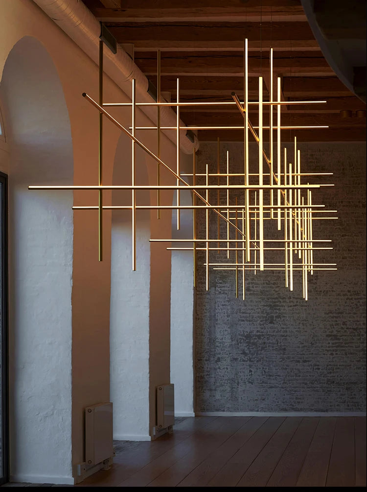 Gold Tube LED Chandelier - Modern