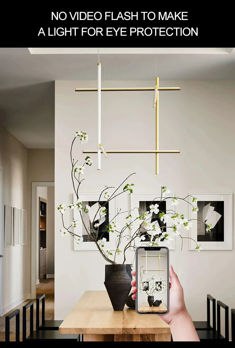 Gold Tube LED Chandelier - Modern