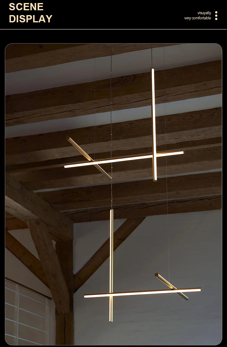 Gold Tube LED Chandelier - Modern