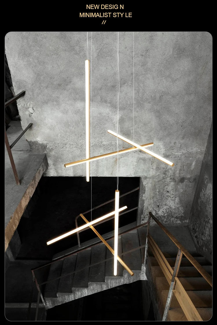 Gold Tube LED Chandelier - Modern