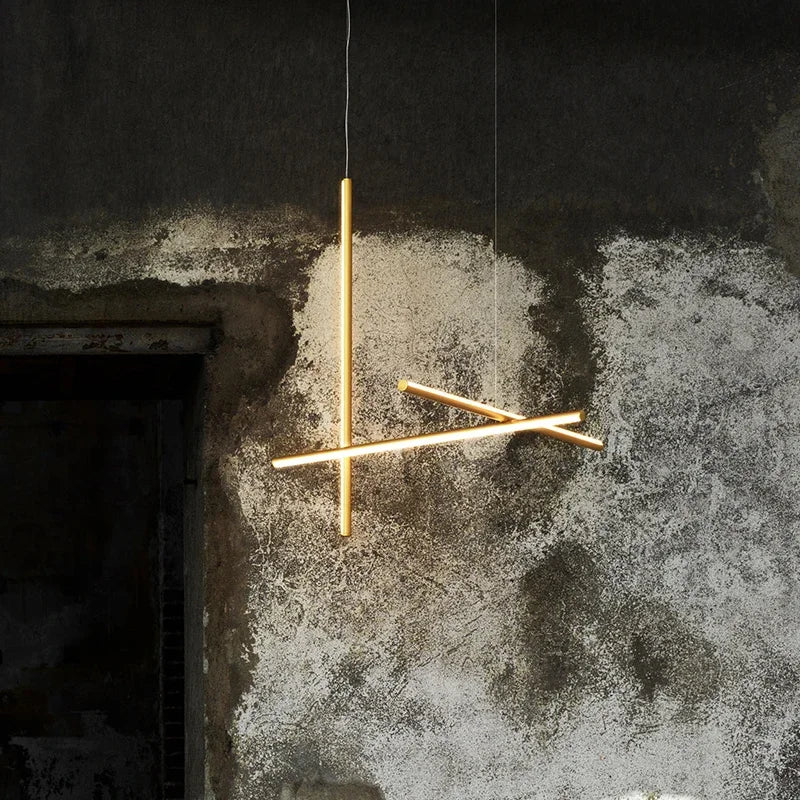 Gold Tube LED Chandelier - Modern