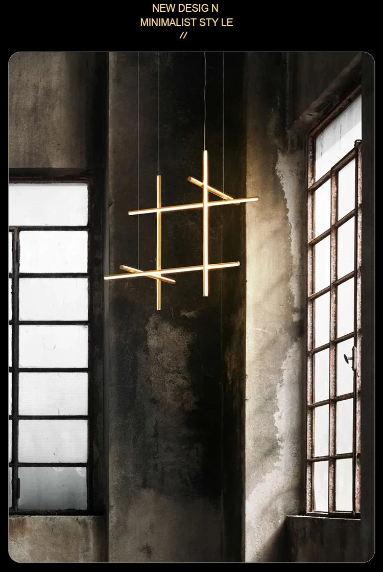 Gold Tube LED Chandelier - Modern