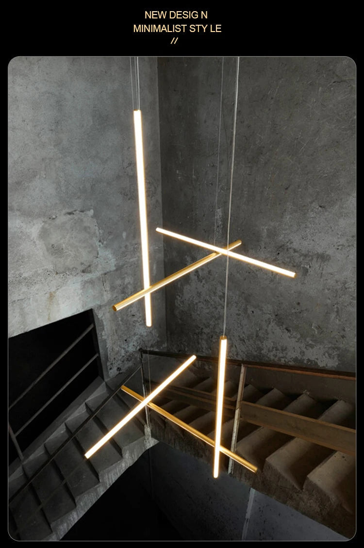 Gold Tube LED Chandelier - Modern