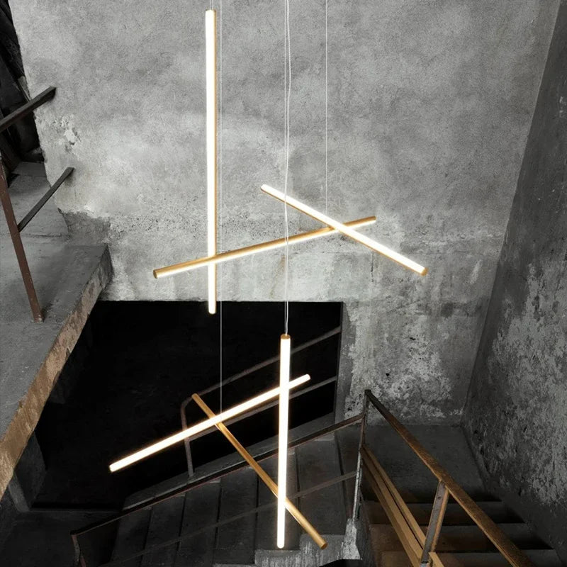 Gold Tube LED Chandelier - Modern