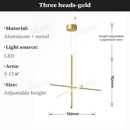 Gold Tube LED Chandelier - Modern