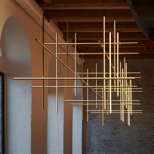 Gold Tube LED Chandelier - Modern