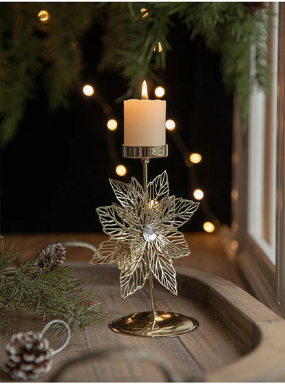 Gold Wrought Iron Star Elk Candle Holder