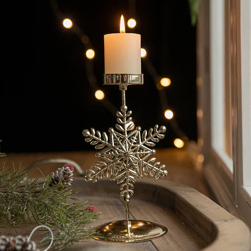 Gold Wrought Iron Star Elk Candle Holder