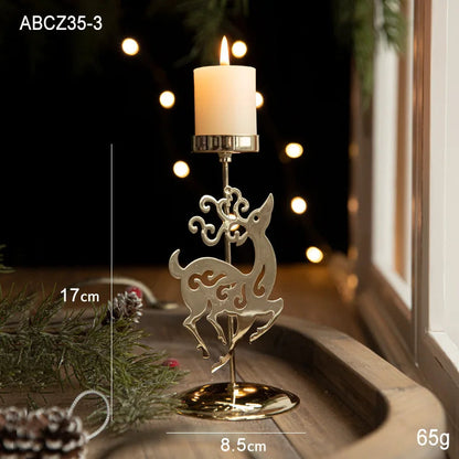 Gold Wrought Iron Star Elk Candle Holder