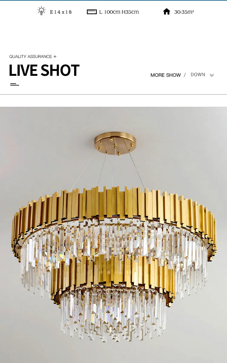 Gold/Black Crystal Luxury Chandelier